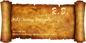 Rákosy Dezső névjegykártya